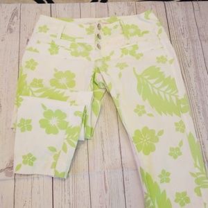 CUSTO BARCELONA FLORAL PALM SKINNY PANTS